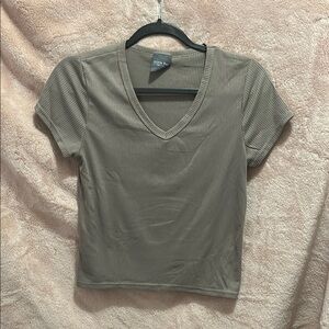 Olivia Rae Women's Ribbed V-Neck Top - Taupe